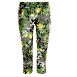 Adidas Women’s Energy Green & Yellow Floral Print Running Crop Leggings - Small